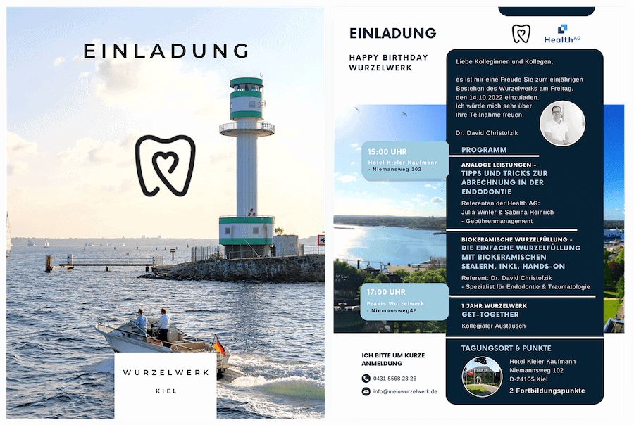 Einladungen und Zertifikate für einen Zahnärzte-Kongress