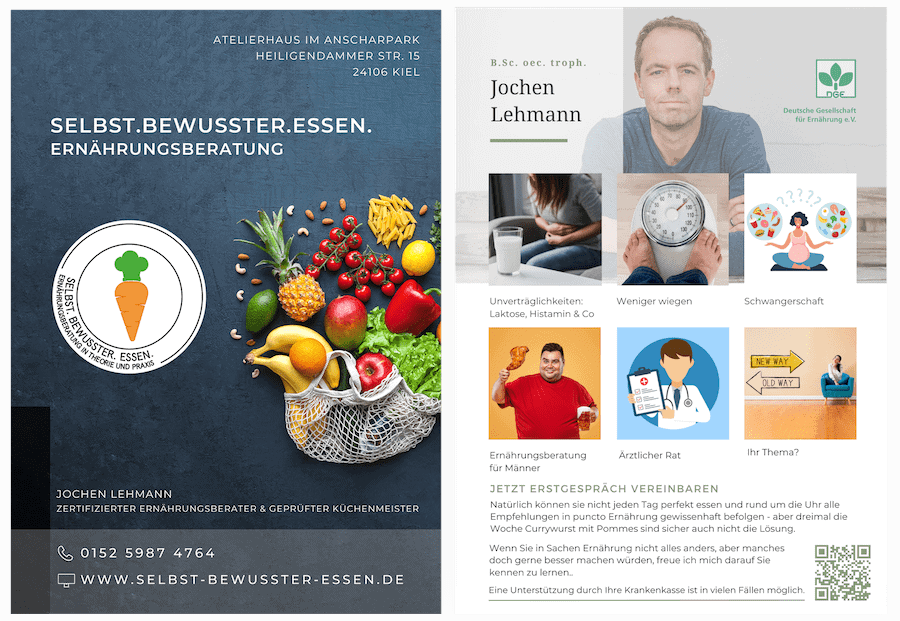 Flyerdesign für ein Ernährungsprojekt